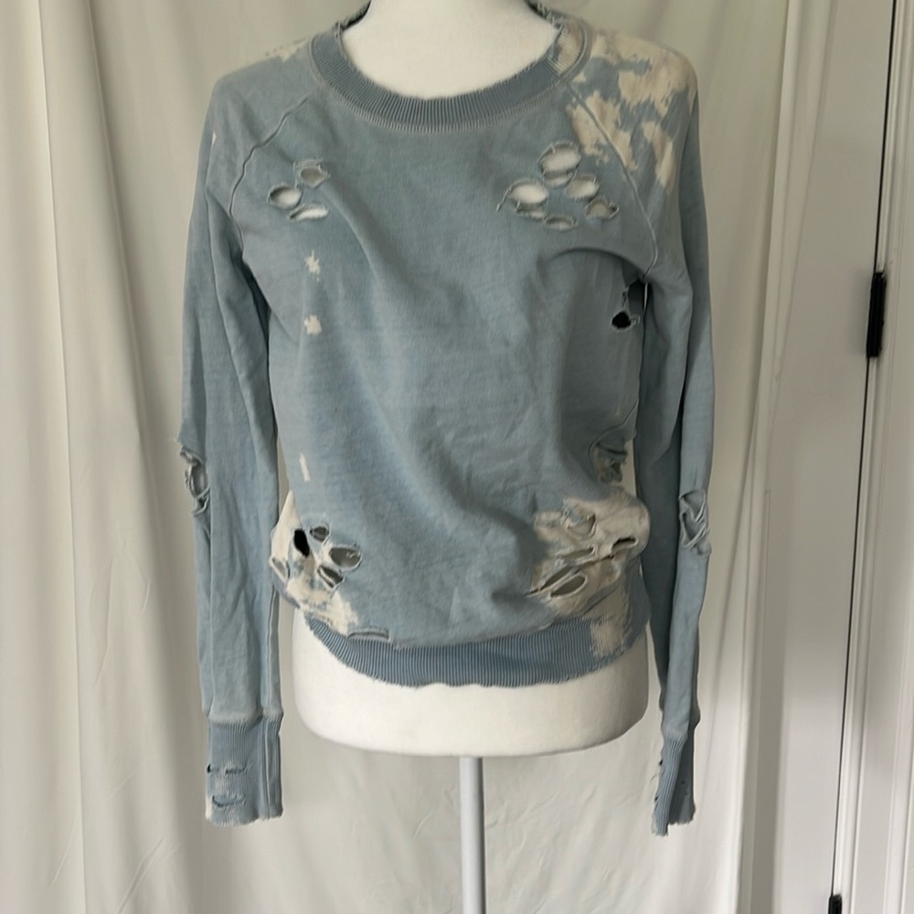 NSF distressed sweatshirt w tie dyed throughout
